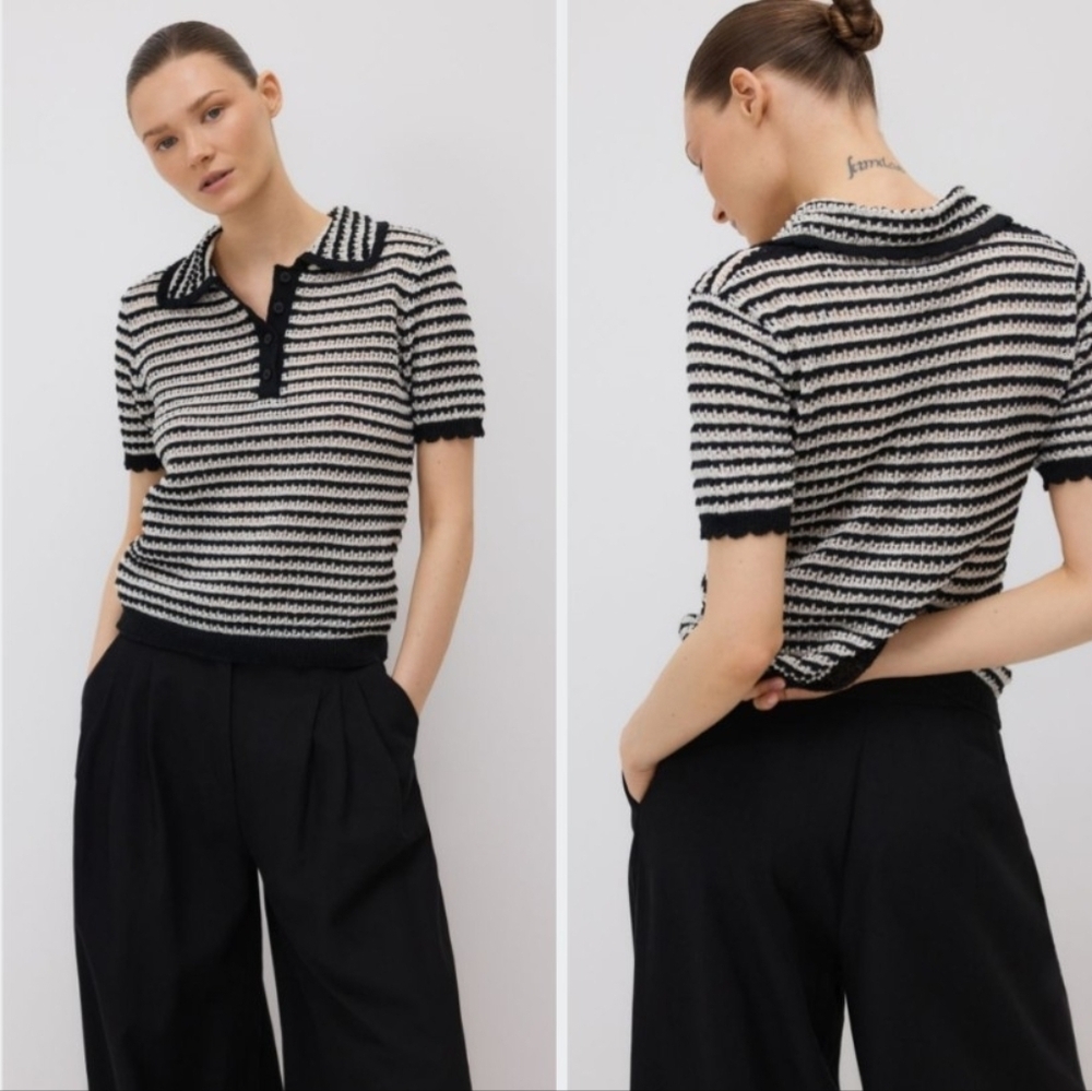 Striped Black and White Women's Top